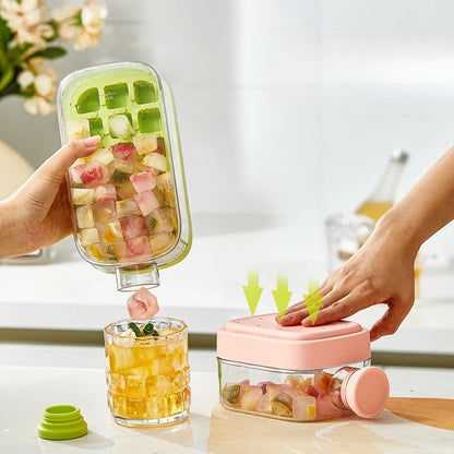 Water Bottle with Ice Mold Ice Grid Curling Two-In-One Portable Ice Cube Mold