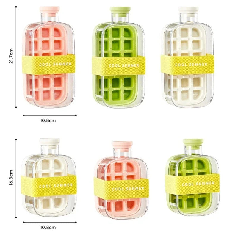 Water Bottle with Ice Mold Ice Grid Curling Two-In-One Portable Ice Cube Mold