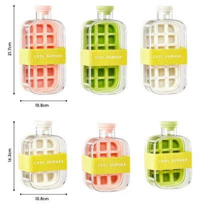 Water Bottle with Ice Mold Ice Grid Curling Two-In-One Portable Ice Cube Mold
